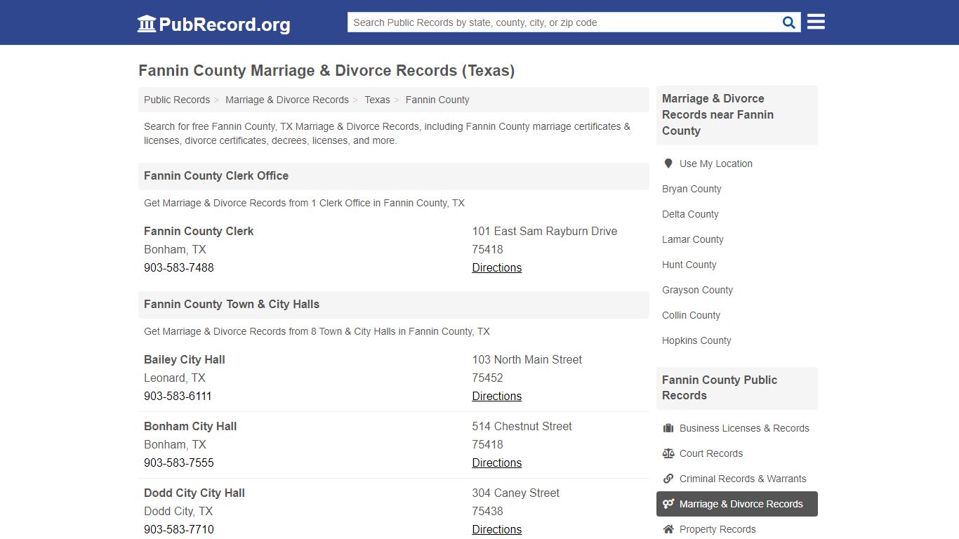 Fannin County Marriage & Divorce Records (Texas)